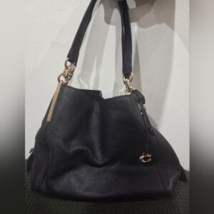 COACH Dalton Black Pebble leather Shoulder Bag